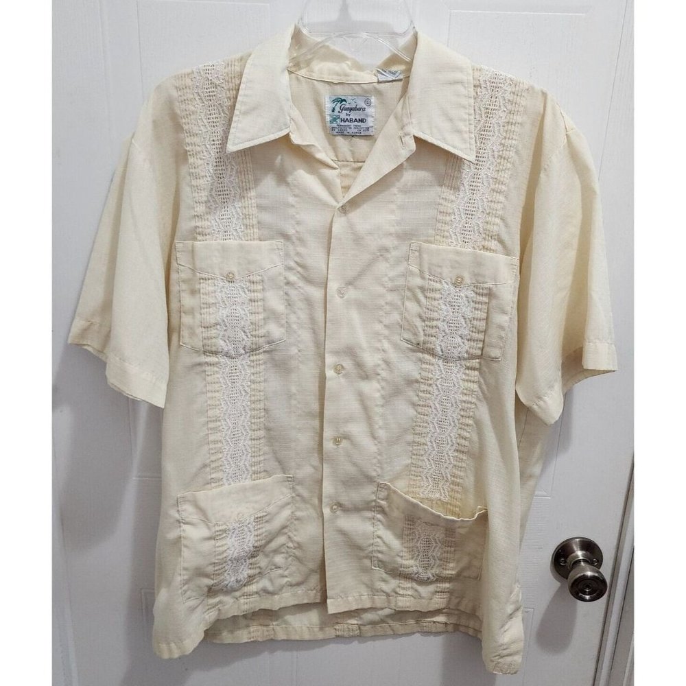 VTG Guayabera By Haband Permanent Press Cuban Pockets Short Sleeve Shirt Size‎ L